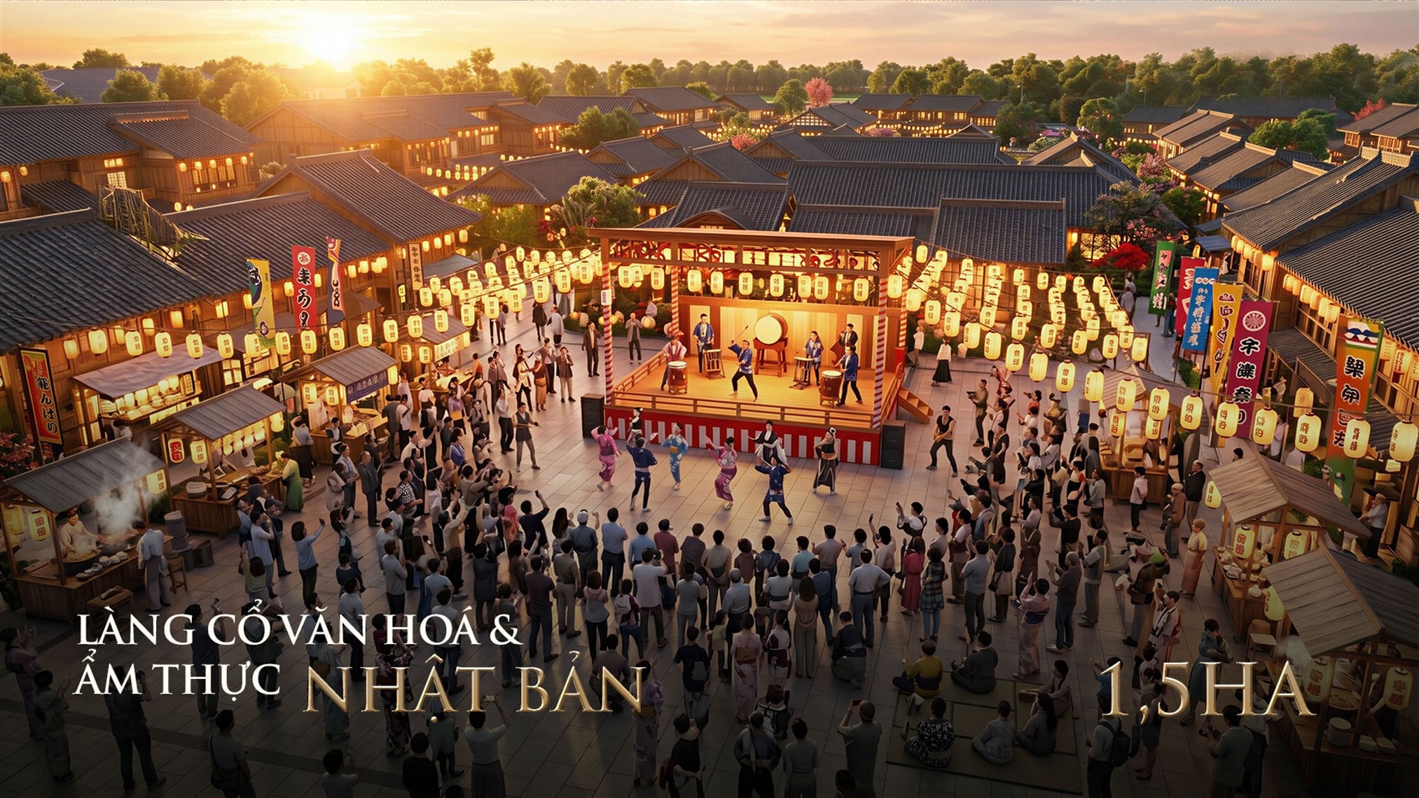 Làng cổ văn hóa và ẩm thực Nhật Bản 1,5 ha